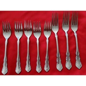 Rebacraft Reed & Barton Toulouse Bloom Stainless Steel Forks Lot of 8 Vintage
